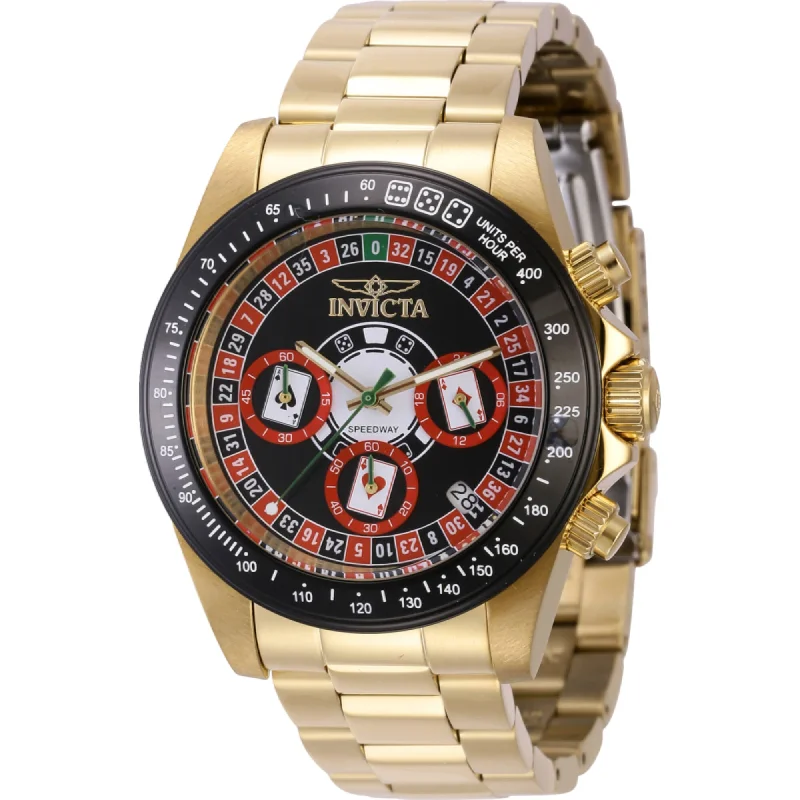 Modern design square dial watches   Invicta Men's Watch - Speedway Chronograph Yellow Gold Steel Bracelet Quartz | 44644