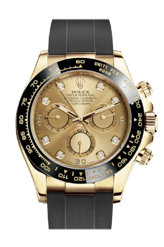 Watches with leather straps and quick release clasps Rolex Cosmograph Daytona Champagne Diamond Yellow Gold Oysterflex Strap Mens Watch 116518LN 116518 Watches with leather straps and quick release clasps Rolex Cosmograph Daytona Champagne Diamond Yellow Gold Oysterflex Strap Mens Watch 116518LN 116518