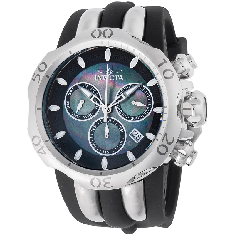 Men's dress watches with slim profile Invicta Men's Watch - Venom Quartz Black Mother of Pearl Dial Silicone Strap | 46465 Men's dress watches with slim profile Invicta Men's Watch - Venom Quartz Black Mother of Pearl Dial Silicone Strap | 46465