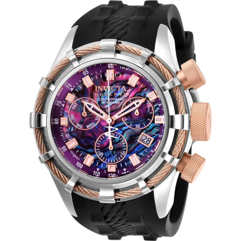 Formal watches for business people   Invicta Men's Watch - Reserve Chronograph Purple Abalone Dial Black Strap | 26194
