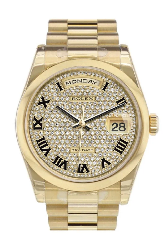 Watches made for exclusive collectors Rolex Day-Date 36 Diamond Paved Dial President Yellow Gold Watch 118208 Watches made for exclusive collectors Rolex Day-Date 36 Diamond Paved Dial President Yellow Gold Watch 118208