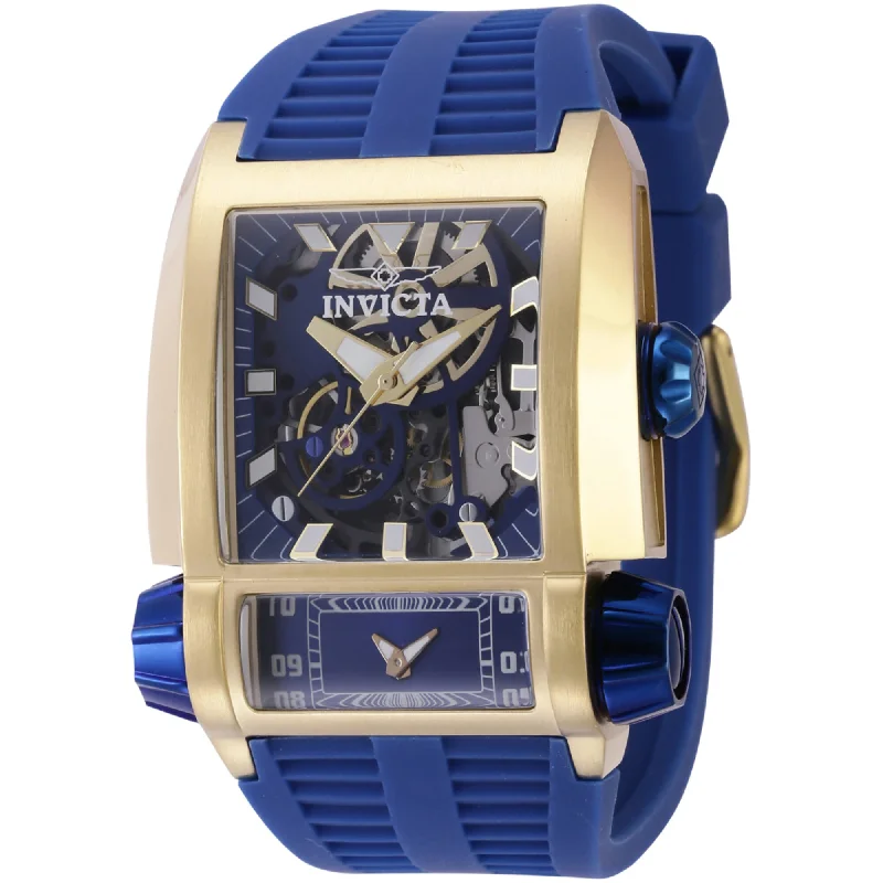 Watches with a stylish look   Invicta Men's Watch - Akula Dual Time Blue Skeleton Dial Silicone Strap | 41727