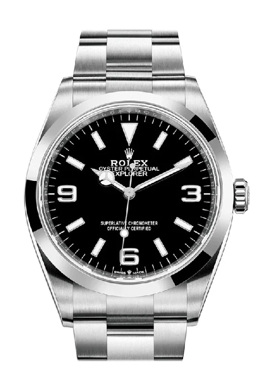 stylish watches for casual wear   Rolex Explorer I 36 Black Dial Stainless Steel Men's Watch 124270