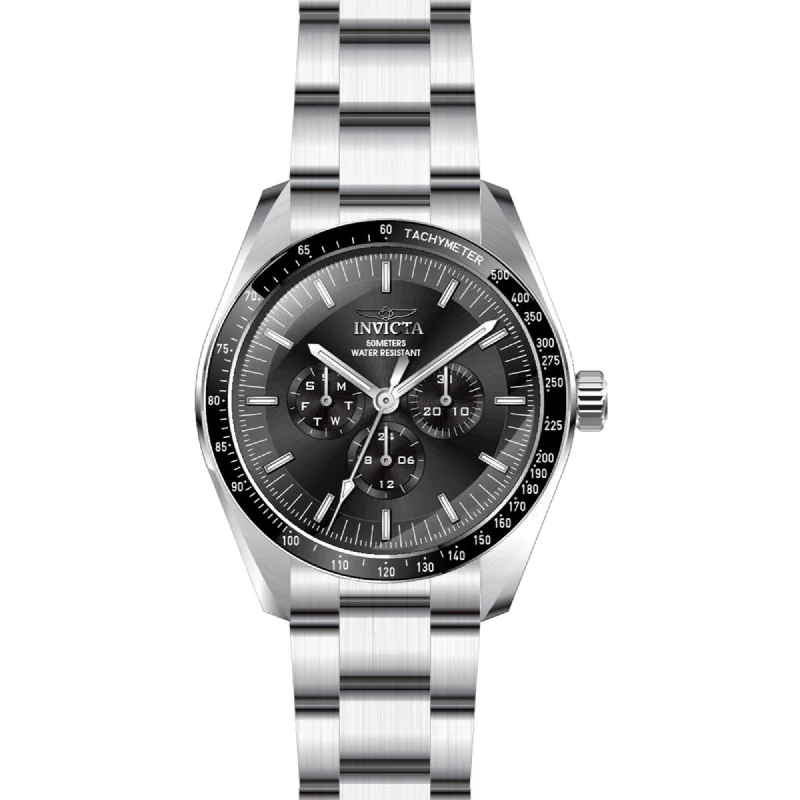 Watches with a luxurious look   Invicta Men's GMT Watch - Specialty Chrono Black Dial Silver Tone Bracelet | 45967