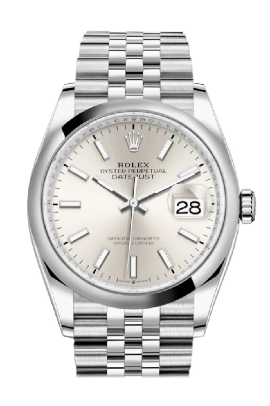 Men's dress watches with slim profile   Rolex Datejust 36 Silver Dial Automatic Jubilee Watch 126200