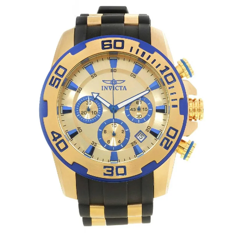 Watches made for exclusive collectors Invicta 22308 Men's Pro Diver Chronograph Gold Dial Yellow Gold Steel & Silicone Strap Watch Watches made for exclusive collectors Invicta 22308 Men's Pro Diver Chronograph Gold Dial Yellow Gold Steel & Silicone Strap Watch