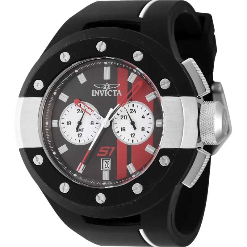 minimalistic watches for men with leather bands   Invicta Men's Watch - S1 Rally Quartz White and Black Silicone Strap GMT | 44357
