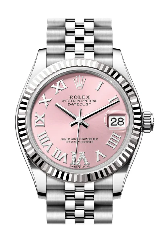 stylish watches for casual wear   Rolex Datejust 31 Pink Roman Diamond on 6 Dial Fluted Bezel Jubilee Ladies Watch 278274 278274-0024