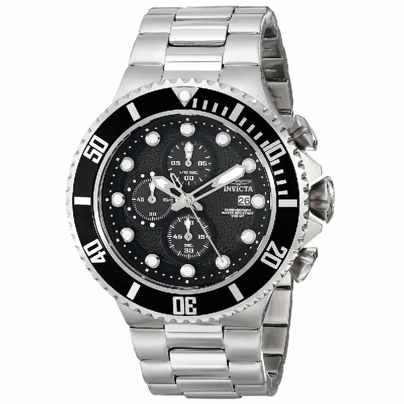 best luxury watches for men   Invicta Men's Chronograph Watch - Pro Diver Black Dial Steel Bracelet Dive | 18906