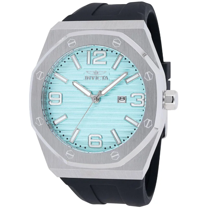 Watches with leather straps and quick release clasps   Invicta Men's Watch - Huracan Quartz Blue Dial Silicone Rubber Strap Date | 45773