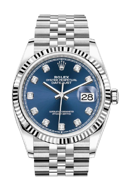 Watches with a stylish look   Rolex Datejust 36 Blue Diamond Dial Automatic Jubilee Watch 126234