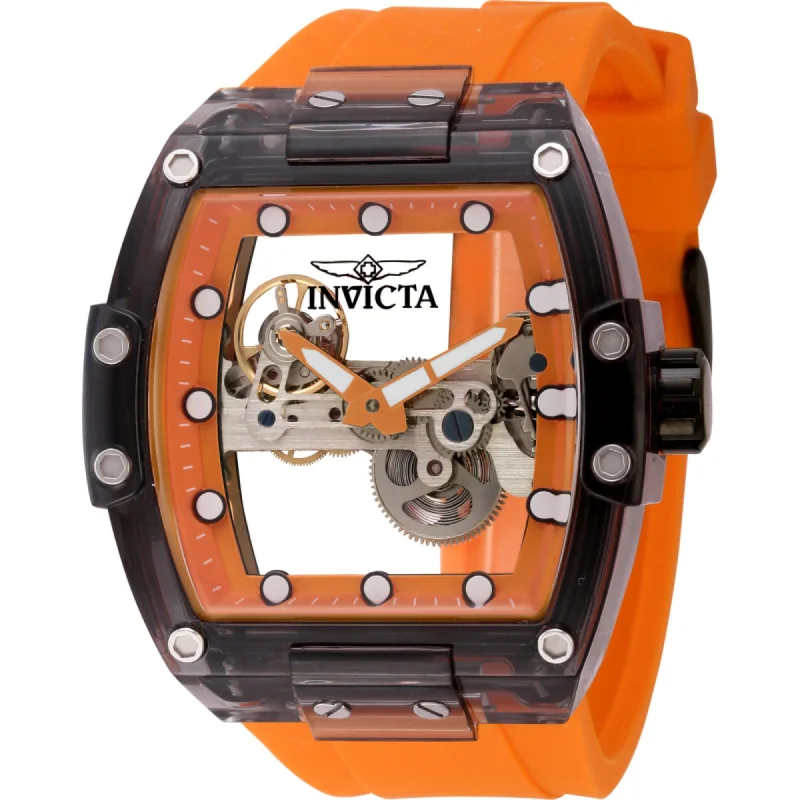 elegant dress watches for formal events   Invicta Men's Watch - S1 Rally Ghost Bridge Dial Orange Strap Mechanical | 44370