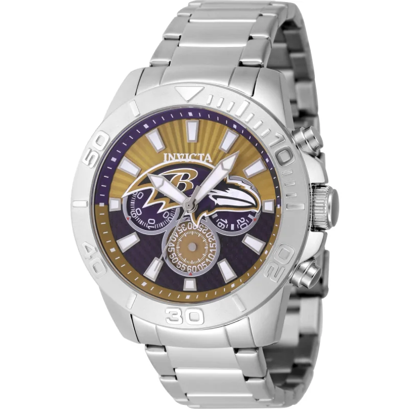 elegant dress watches for formal events   Invicta Men's Watch - NFL Baltimore Ravens Dark Yellow and Blue Dial Steel | 47940