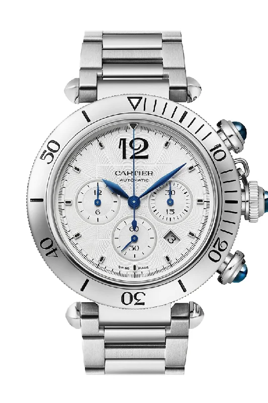 Watches with a stylish look   Cartier Steel Pasha Chrono WSPA0018