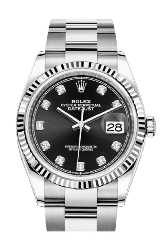 Formal watches for business people   Rolex Datejust 36 Black Diamond Dial Automatic Watch 126234