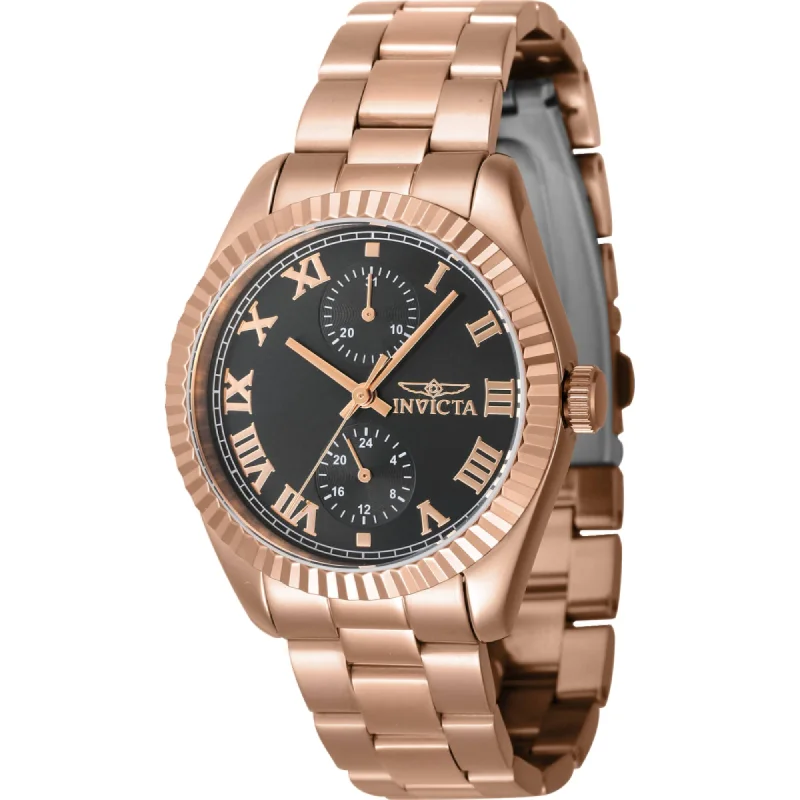 Women's dress watches with elegant straps   Invicta Women's Watch - Specialty Quartz Black Dial Rose Gold Bracelet | 47446