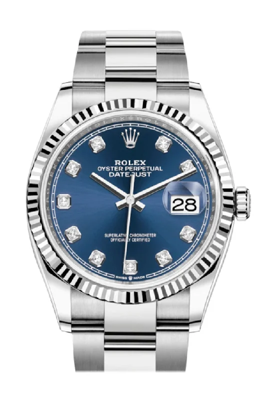 stylish watches for everyday wear   Rolex Datejust 36 Blue Diamond Dial Automatic Watch 126234