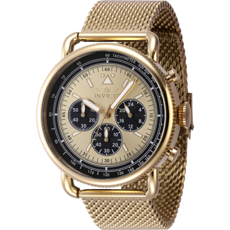best luxury watches for men   Invicta Men's Quartz Watch - Speedway Chronograph Gold Tone Dial Mesh Bracelet | 47360