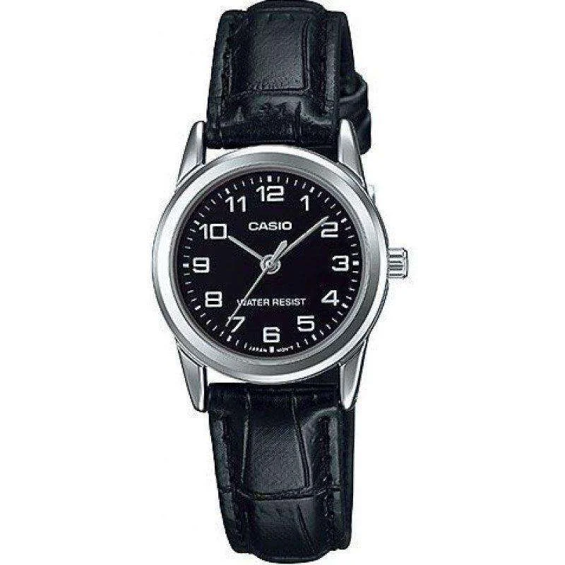 Luxury quartz watches with high-end movements   Casio LTP-V001L-1B Black Leather Watch for Women