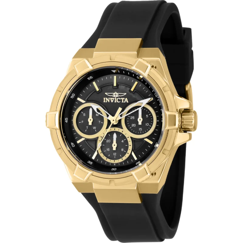 minimalistic watches for men with leather bands   Invicta Women's Watch - Aviator Quartz Black MOP Dial Silicone Rubber Strap | 37303