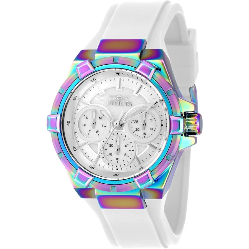 best luxury watches for men   Invicta Women's Watch - Aviator Silver and White Dial Silicone Rubber Strap | 37308