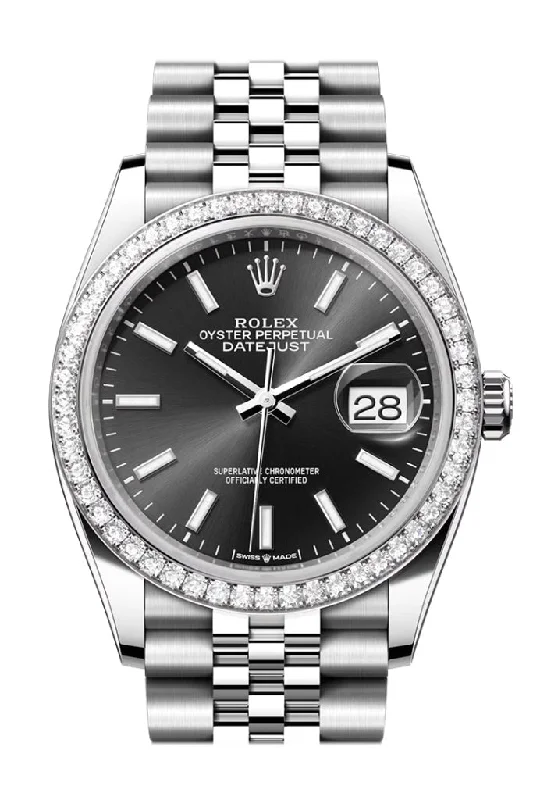 Modern design square dial watches   Rolex Datejust 36 Black Dial Diamond Bezel Jubilee Watch 126284RBR 126284RBR-0007
