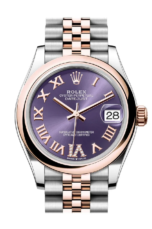 classic pocket watches for collectors   Rolex Datejust 31 Aubergine Diamond Dial Rose Gold Steel Jubilee Ladies Watch 278241 278241-0018