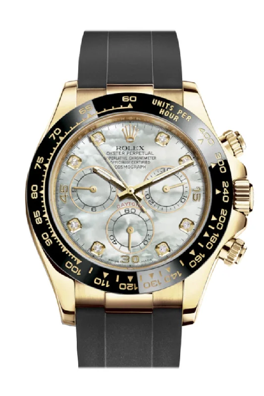 Watches with classic style for timeless appeal Rolex Cosmograph Daytona White Mother of Pearl Diamond Yellow Gold Oysterflex Strap Mens Watch 116518LN 116518 Watches with classic style for timeless appeal Rolex Cosmograph Daytona White Mother of Pearl Diamond Yellow Gold Oysterflex Strap Mens Watch 116518LN 116518