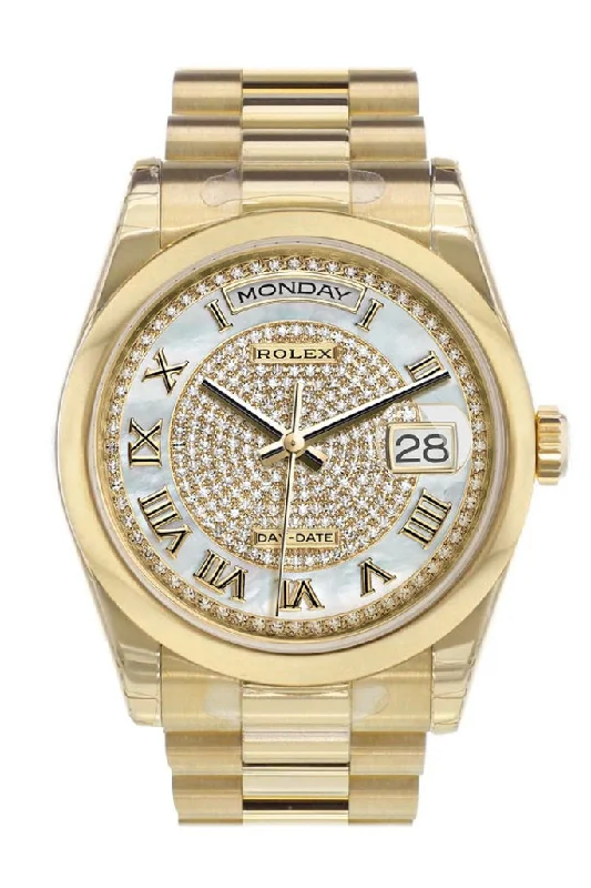 best luxury watches for men Rolex Day-Date 36 White mother of pearl Diamonds paved Dial President Yellow Gold Watch 118208 best luxury watches for men Rolex Day-Date 36 White mother of pearl Diamonds paved Dial President Yellow Gold Watch 118208