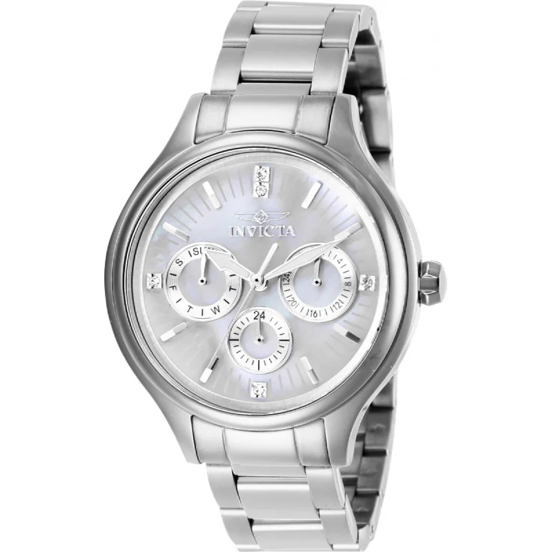 stylish watches for everyday wear   Invicta Women's Watch - Angel Quartz Silver Tone Oyster Dial Steel Bracelet | 28656
