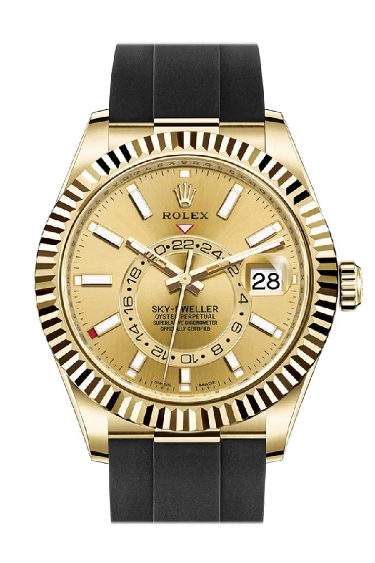 Watches with a sophisticated look   ROLEX Sky-Dweller 42 Champagne Dial 18K Yellow Gold Men's Watch 326238