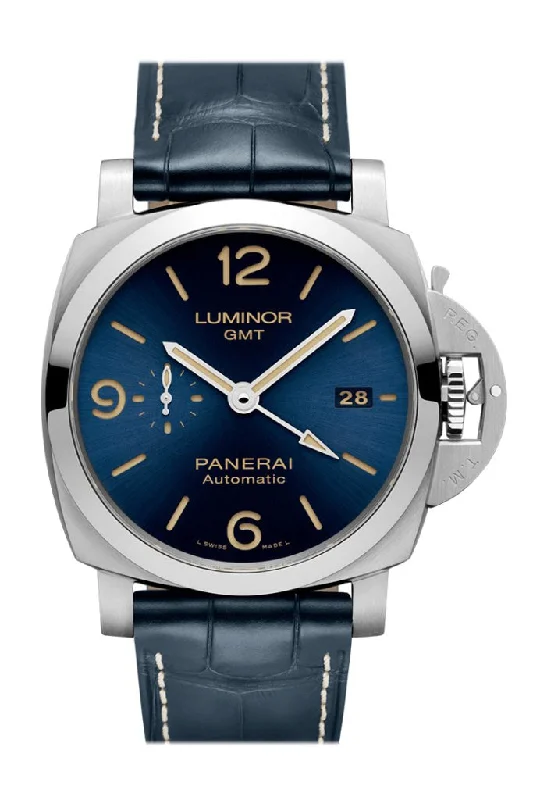 Watches for daily wear   PANERAI Luminor 1950 3 Days GMT Automatic Acciaio Blue PAM01033