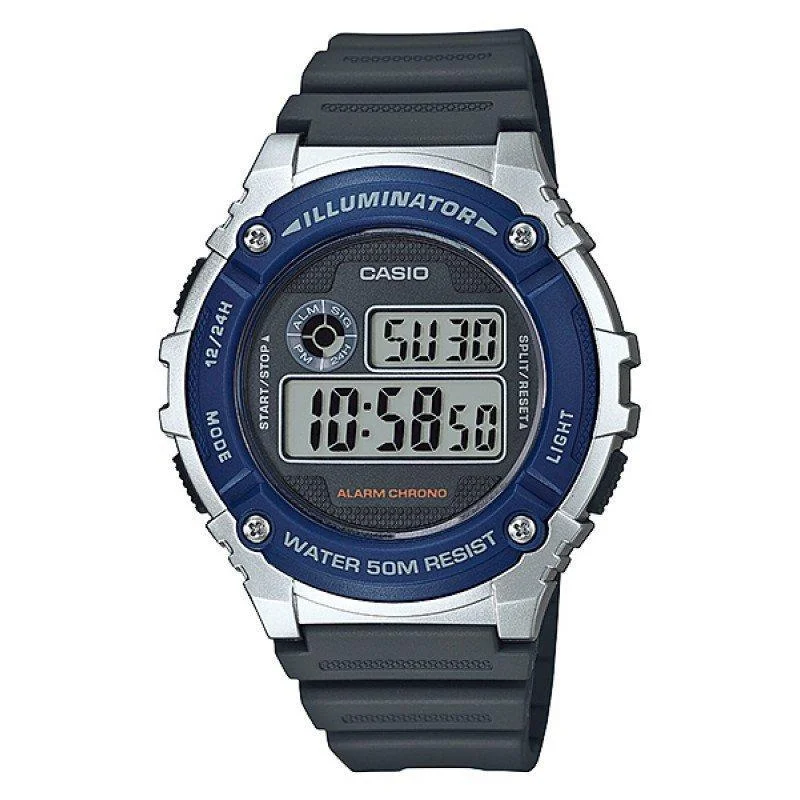 Luxury quartz watches with high-end movements Casio W-216H-2A Black/Blue Resin Strap Watch for Men and Women Luxury quartz watches with high-end movements Casio W-216H-2A Black/Blue Resin Strap Watch for Men and Women