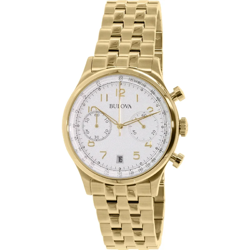 Watches for daily wear   Bulova Men's 97B149 Vintage Chronograph Gold-Tone Stainless Steel Watch