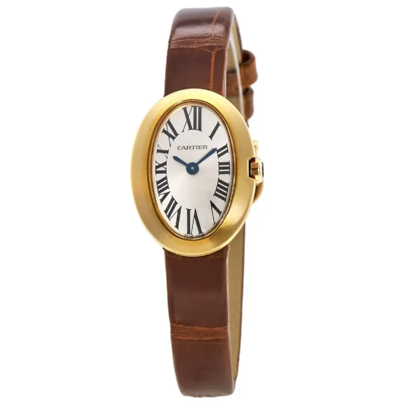 Casual watches for weekend outings   Cartier Women's W8000017 Baignoire Brown Leather Watch