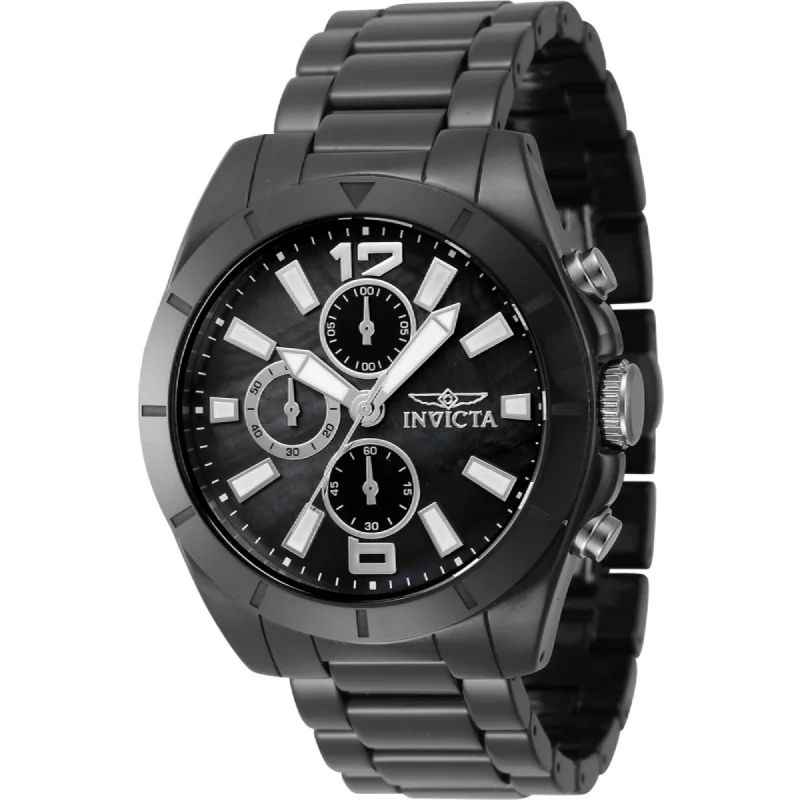 stylish watches for everyday wear   Invicta Men's Quartz Watch - Ceramics Chronograph Black Mother of Pearl Dial | 47320