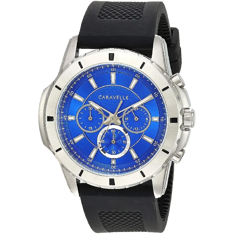 Formal watches for business people   Bulova Men's 43A146 Caravelle Chronograph Black Silicone Watch
