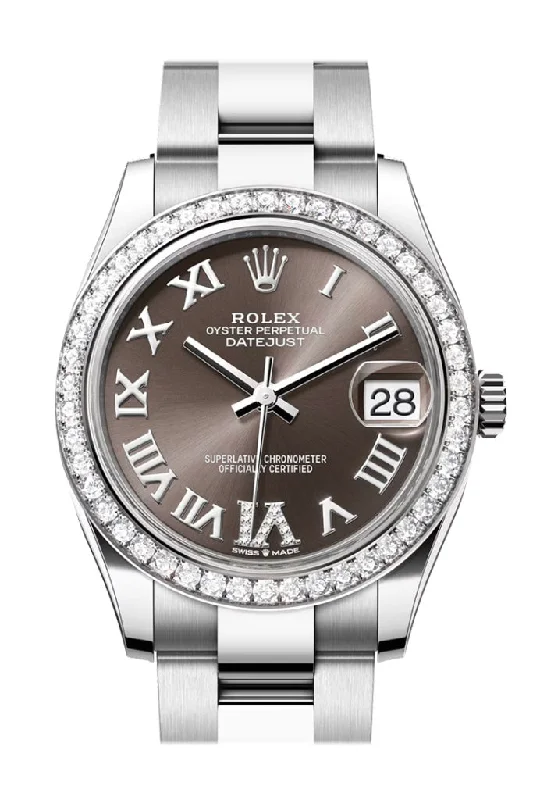 Women's dress watches with elegant straps   Rolex Datejust 31 Dark Grey Roman Diamond Dial Ladies Watch 278384RBR 278384RBR-0031