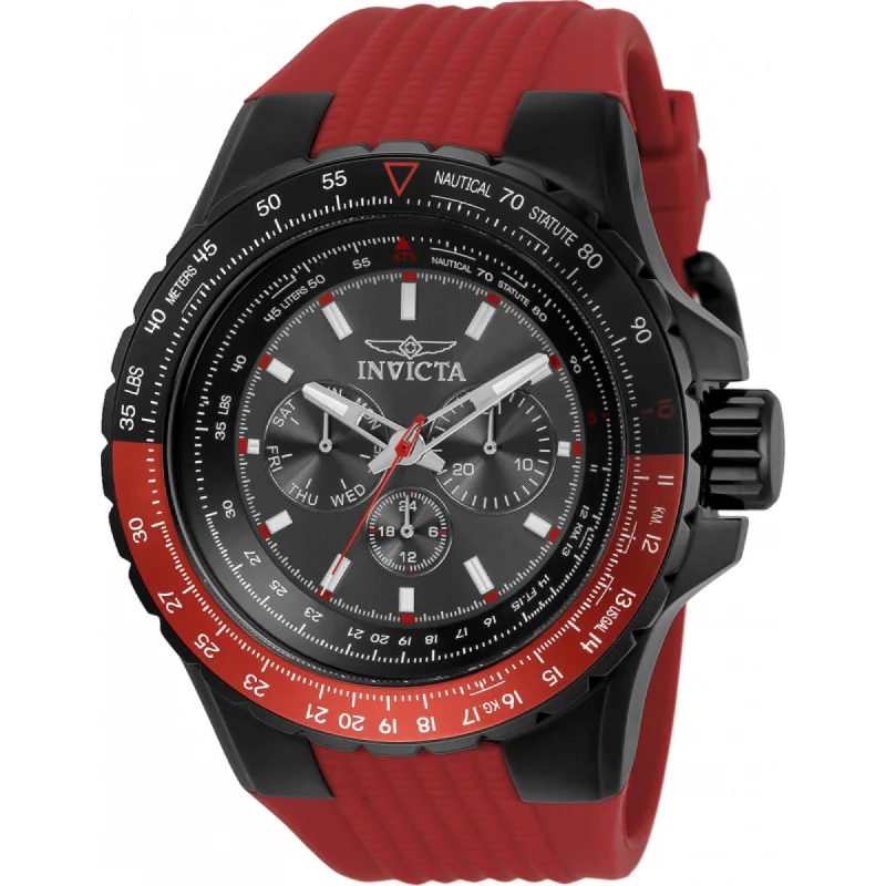 watches with custom engravings for gifts   Invicta Men's Watch - Aviator Quartz Chrono Black Dial Red Silicone Strap | 33039