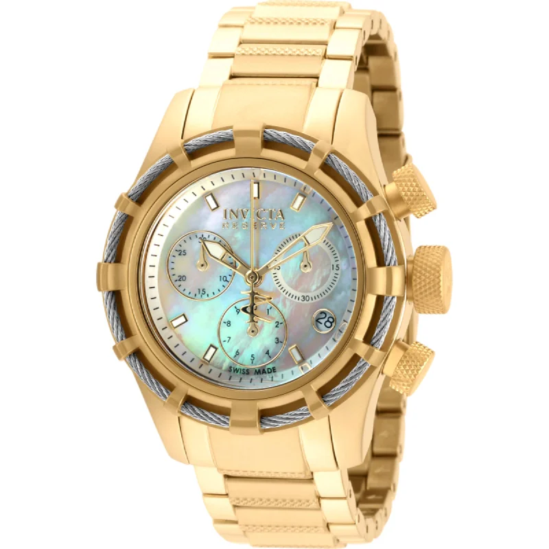 classic pocket watches for collectors   Invicta Women's Watch - Bolt Chronograph Mop Dial Yellow Gold Steel Bracelet | 90011