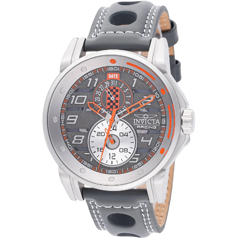Watches with a luxurious look Invicta Men's Watch - Invicta Racing Quartz Silver Case Grey Leather Strap | 47535 Watches with a luxurious look Invicta Men's Watch - Invicta Racing Quartz Silver Case Grey Leather Strap | 47535