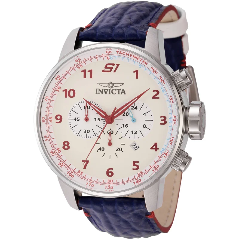 Watches with classic style for timeless appeal   Invicta Men's Watch - S1 Rally Chronograph White Dial Red and Blue Strap | 44954