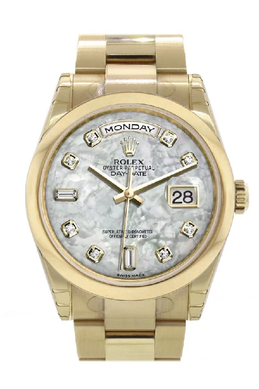 Watches for special occasions Rolex Day-Date 36 White mother of pearl Diamonds Dial Yellow Gold Watch 118208 Watches for special occasions Rolex Day-Date 36 White mother of pearl Diamonds Dial Yellow Gold Watch 118208