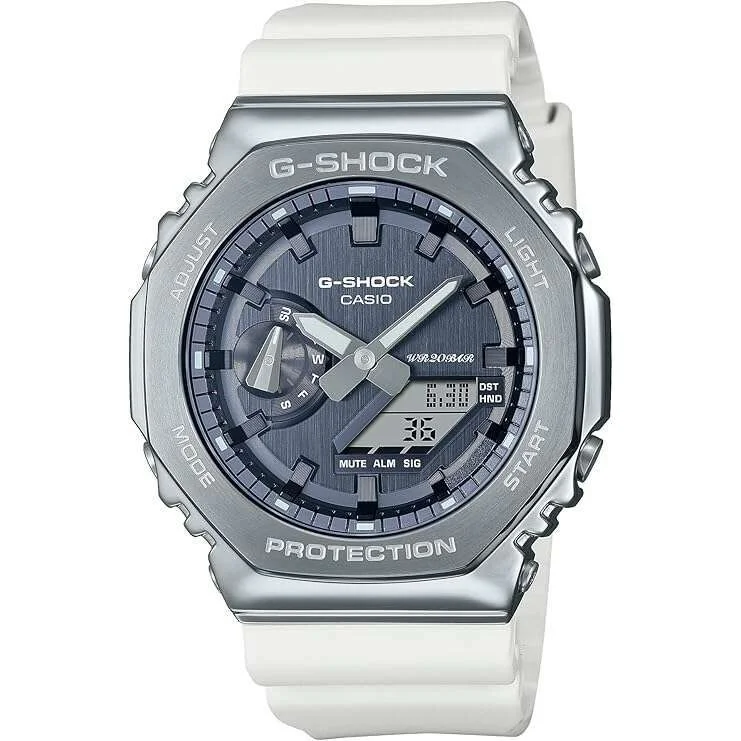 Vintage style quartz watches   CASIO G-SHOCK PRECIOUS HEART SELECTION METAL COVERED WHITE & NAVY MEN WATCH GM-2100WS-7AJF