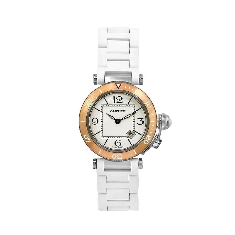 Vintage style quartz watches   Cartier Women's W3140001 Pasha White Rubber Watch