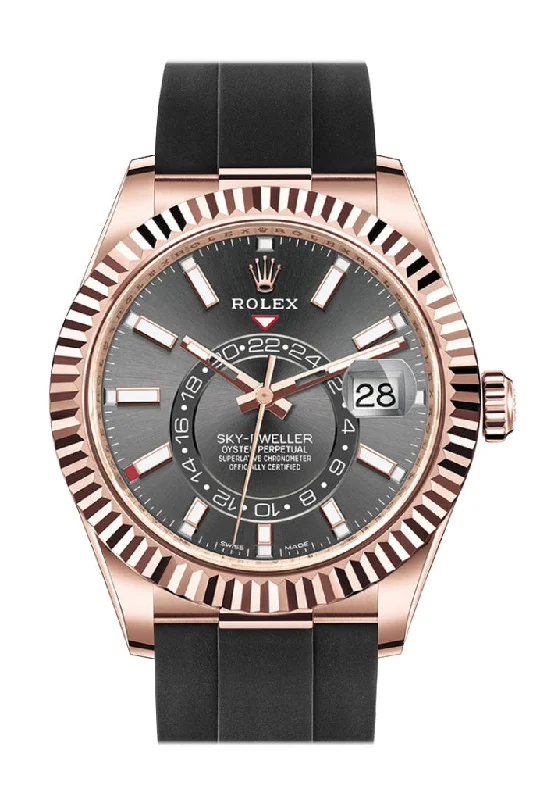 Watches with a classic look   ROLEX Sky-Dweller 42 Rhodium Dial 18K Rose Gold Men's Watch 326235