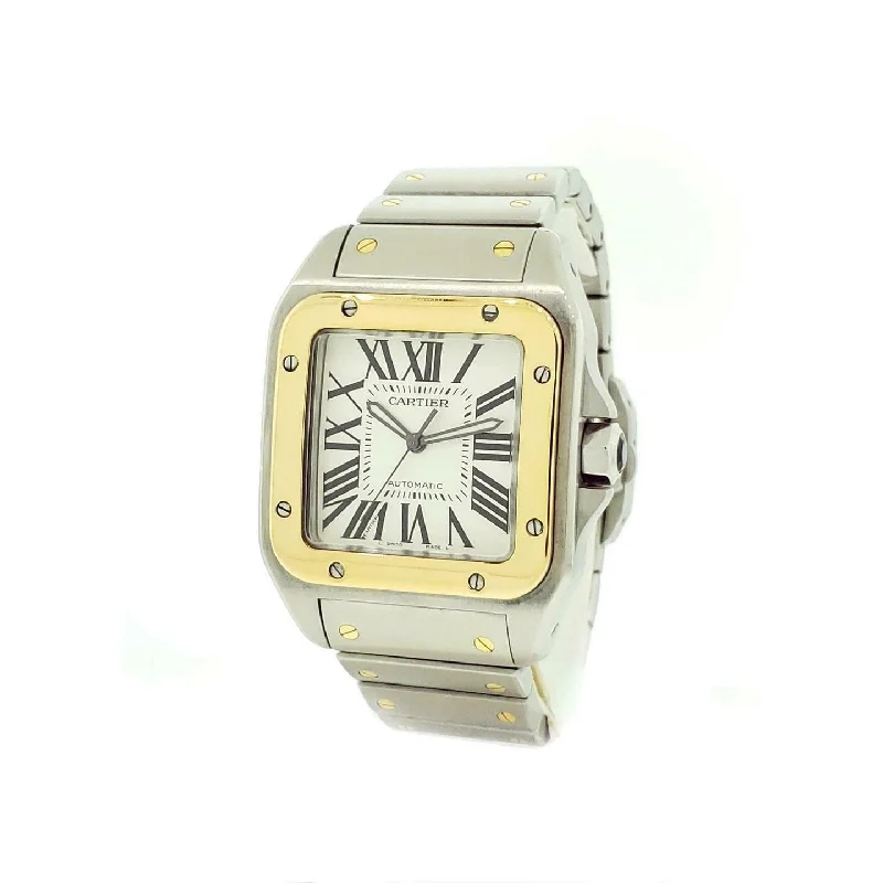 Watches with a luxurious look   Cartier Men's W200728G Santos 100 Two-Tone 18kt Gold and Stainless Steel Watch