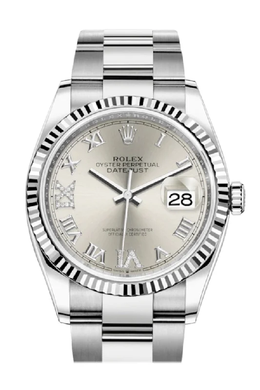 Watches for special occasions Rolex Datejust 36 Silver Roman VI and IX 24 Diamonds Dial Automatic Watch 126234 Watches for special occasions Rolex Datejust 36 Silver Roman VI and IX 24 Diamonds Dial Automatic Watch 126234
