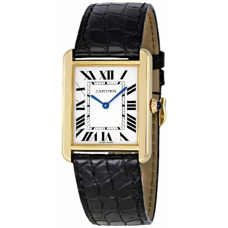 stylish watches for everyday wear   Cartier Women's W5200002 Tank Solo Black Leather Watch