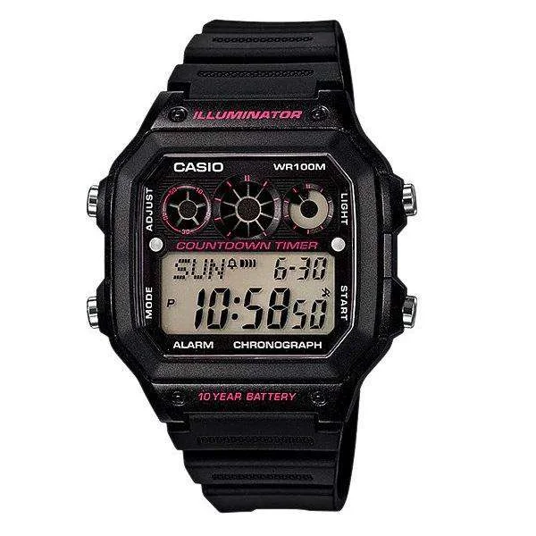 watches with custom engravings for gifts   Casio AE-1300WH-1A2VDF Black Resin Watch for Men